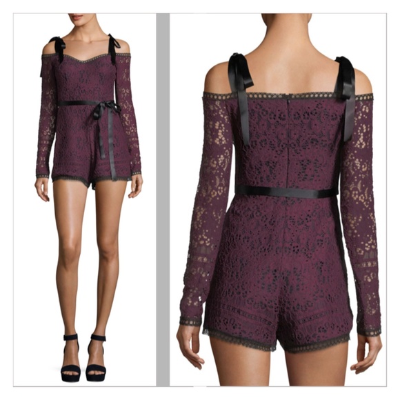 Alexis Kathryn Long-Sleeve Lace Romper